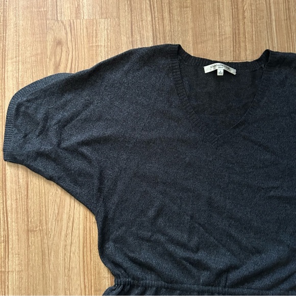 Evan-Picone Dark Gray Sweater Dress Dolman Loose Fit Drawstring Waist L Large - Picture 7 of 7